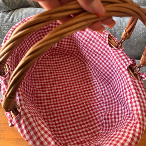 Red Gingham Woven Basket Bag - Picture 2 of 3